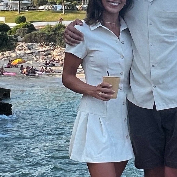 Cute Button Down White Dress - Picture 2 of 5